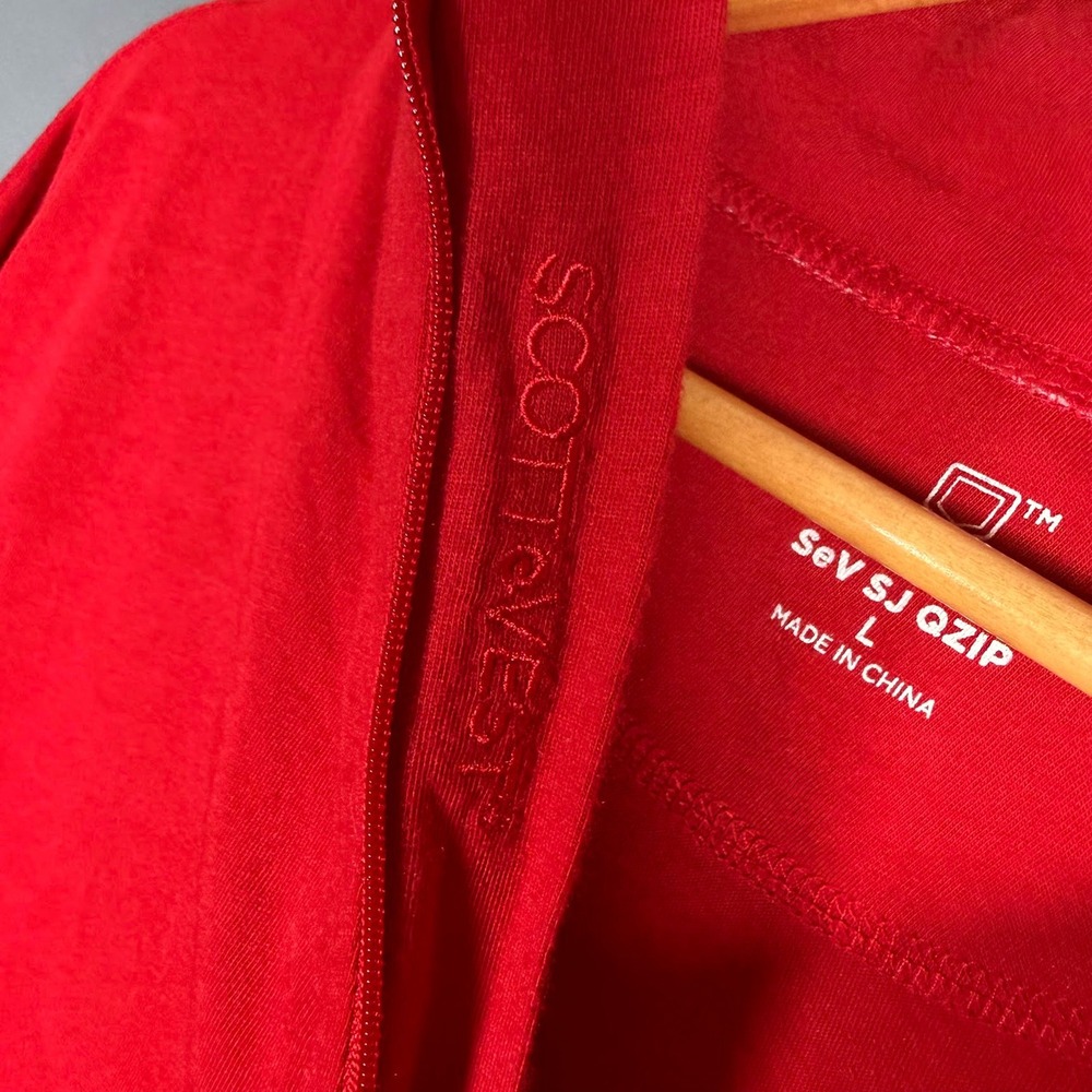 SCOTTeVEST SeV SJ QZIP Red Quarter Zip Pullover Bamboo Blend Mens Large TEC - Picture 7 of 11
